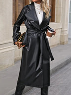 Kayleigh | Elegant Leatherlook Belted Trench Coat