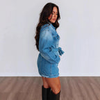 Yasmin Al-Rashid | Casual Denim Belted Jacket Dress