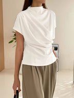 Elindra | Draped Elegance Top | Tijdloos minimalisme in wit