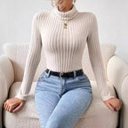 Isabella Moreno | Ribbed Turtleneck Knit Bodysuit