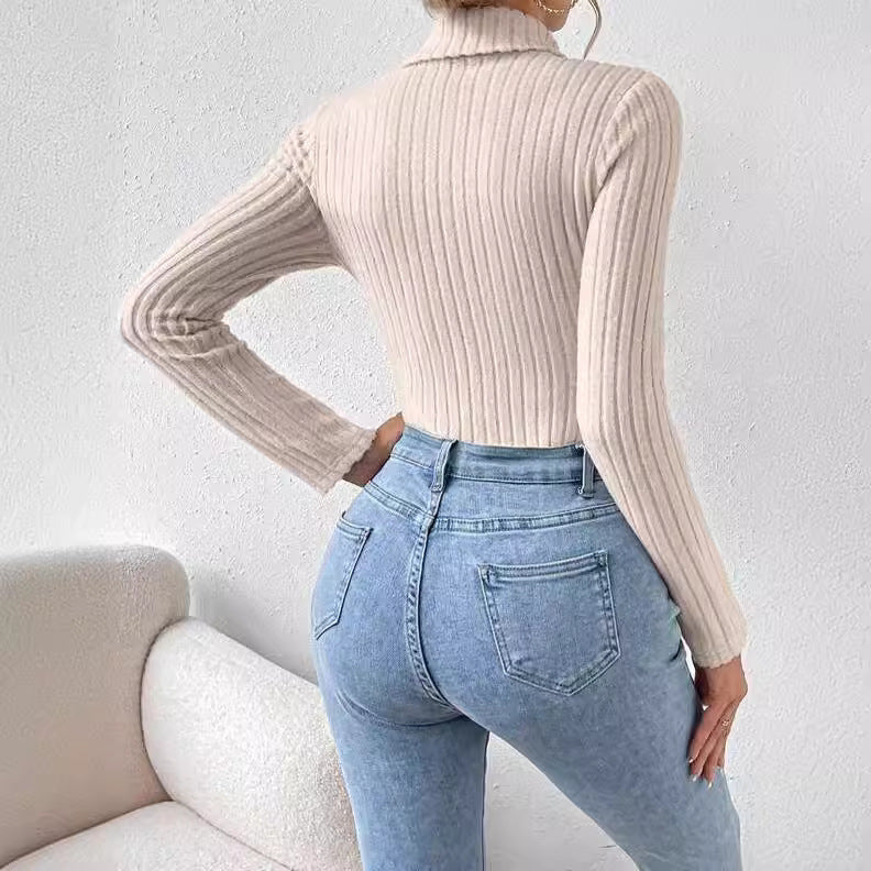 Isabella Moreno | Ribbed Turtleneck Knit Bodysuit