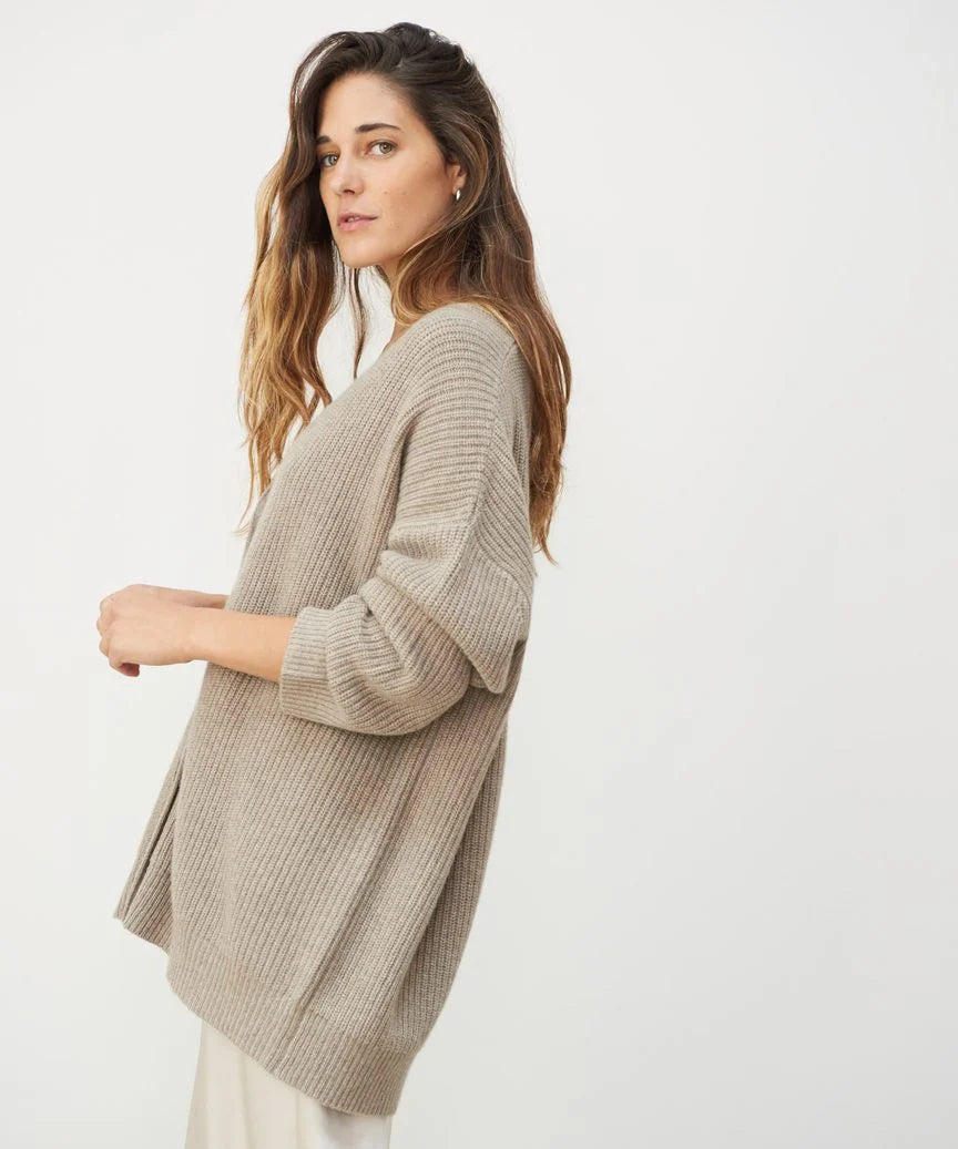 Emily Harrison | Relaxed Ribbed Button Cardigan