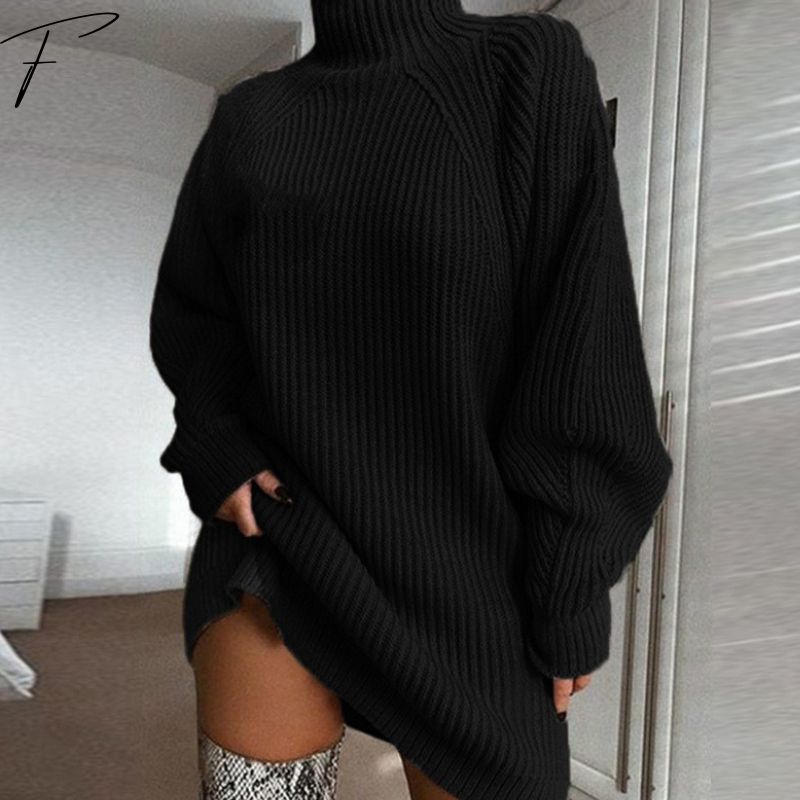 Sophia Anderson | Cozy Ribbed Turtleneck Sweater Dress