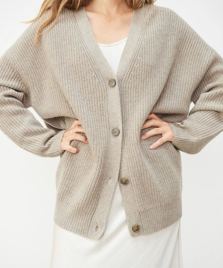 Emily Harrison | Relaxed Ribbed Button Cardigan