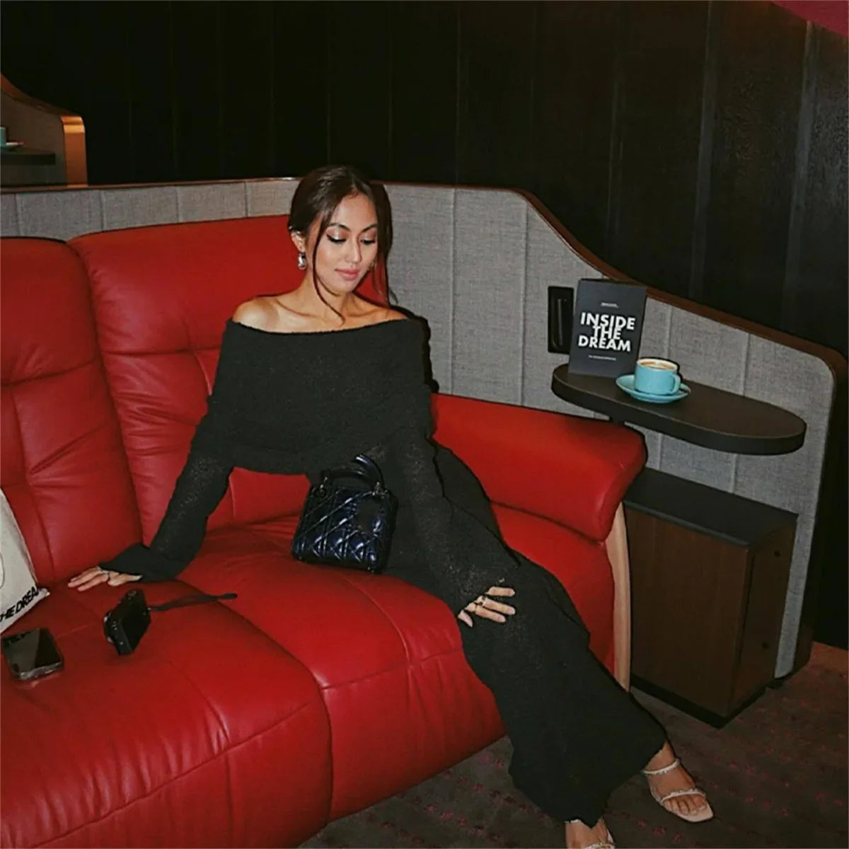 Isabella Moore | Off-Shoulder Elegant Knit Maxi Dress