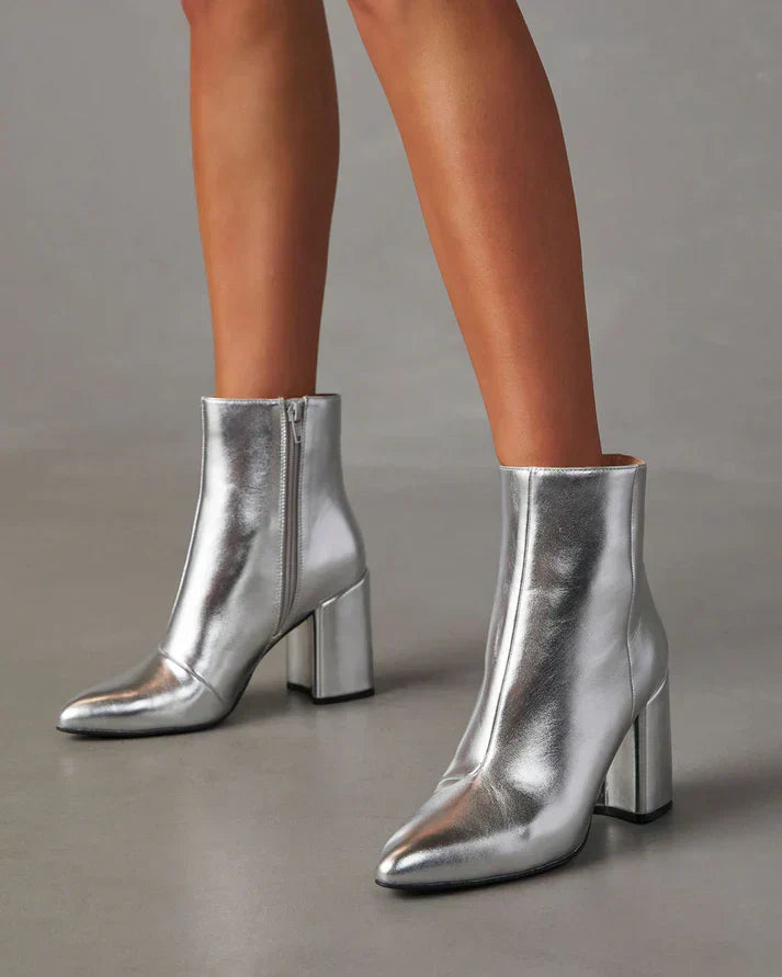 Avalanche | Metallic Block Heel Ankle Boots