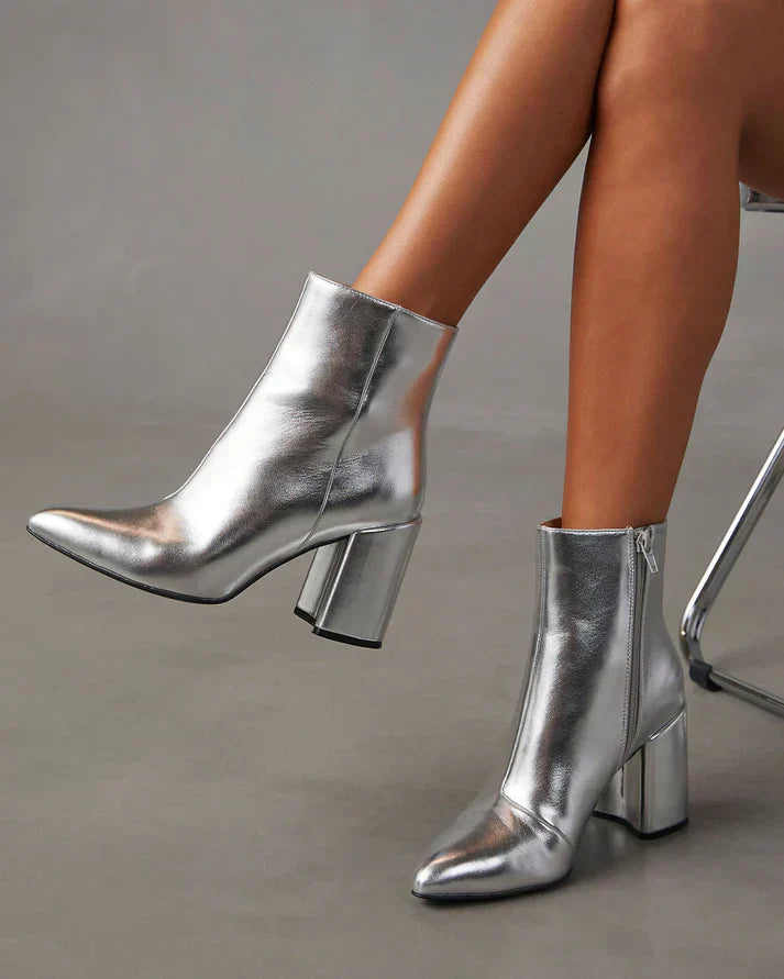 Avalanche | Metallic Block Heel Ankle Boots